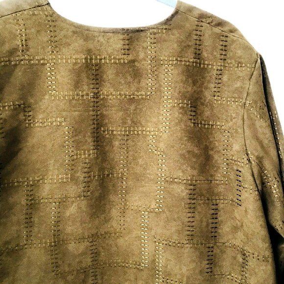 Indago Design Brown Embroidered Ultrasuede Duster Coat Jacket Vintage - Picture 4 of 6